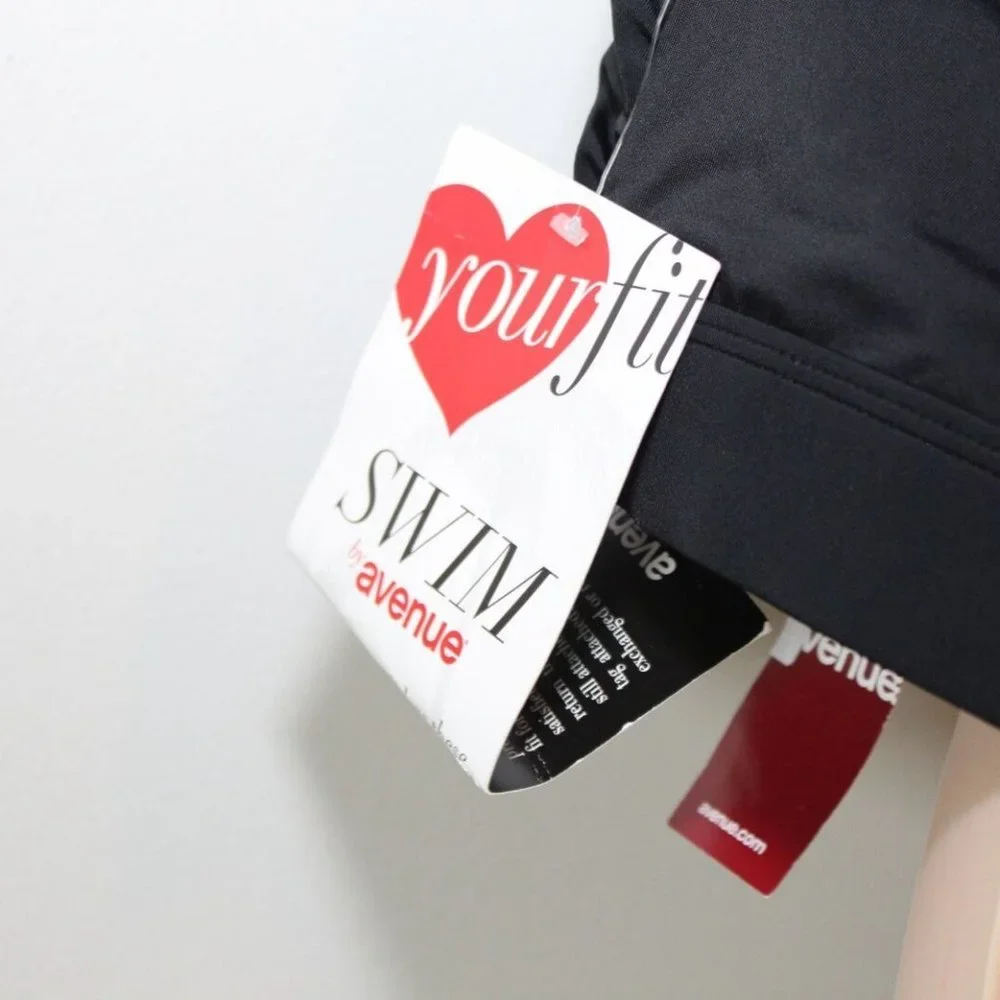 NWT Swim By Avenue Halter Bikini Top Twisted Black Plus Size 24W H13572 Top Only - Picture 4 of 7